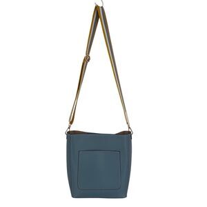 Bromen Bucket Bag Vegan Leather Crossbody Bag Blue